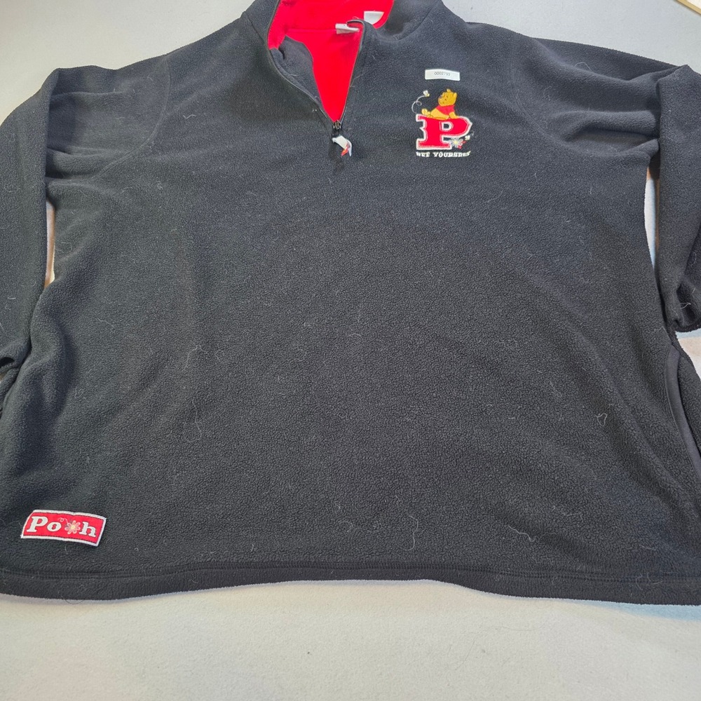 Disney Winnie the Pooh Fleece Quarter Zip Pullover Black Red Men 3X Bee Yourself